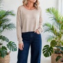  Casual Knit Long Sleeve layering Drop Shoulder Top | S-XL