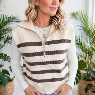 Cove Ribbed Knit Half-Zip Vest | S-XL