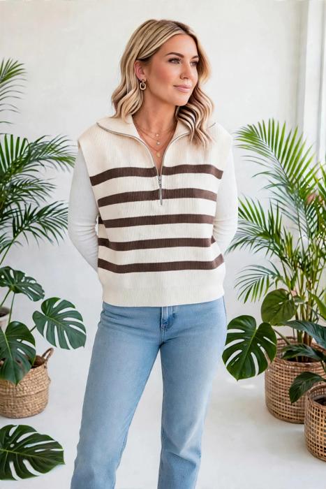 Cove Ribbed Knit Half-Zip Vest | S-XL