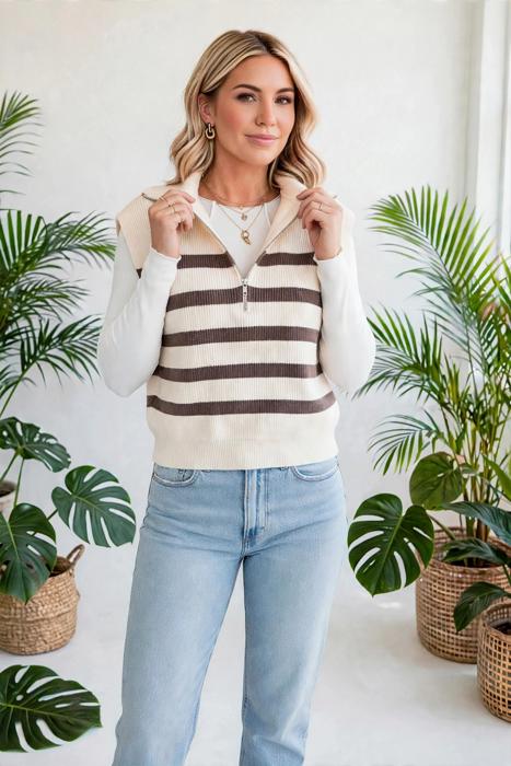 Cove Ribbed Knit Half-Zip Vest | S-XL