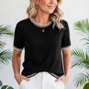  Solene Striped-Trim Round Neck Sweater | S-XL