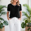  Solene Striped-Trim Round Neck Sweater | S-XL