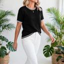  Solene Striped-Trim Round Neck Sweater | S-XL