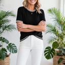  Solene Striped-Trim Round Neck Sweater | S-XL