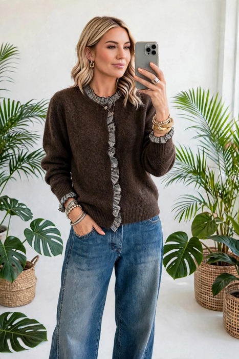 Whimsy Luxe Ruffle Button-Up Cardigan | S-XL