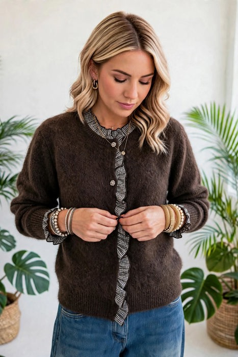 Whimsy Luxe Ruffle Button-Up Cardigan | S-XL