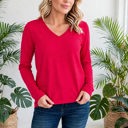  COTTON V-Neck Long Sleeve Top | S-XL