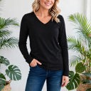  COTTON V-Neck Long Sleeve Top | S-XL