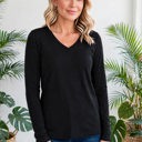  COTTON V-Neck Long Sleeve Top | S-XL