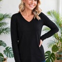  COTTON V-Neck Long Sleeve Top | S-XL