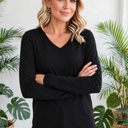  COTTON V-Neck Long Sleeve Top | S-XL