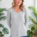  COTTON V-Neck Long Sleeve Top | S-XL