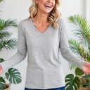  COTTON V-Neck Long Sleeve Top | S-XL