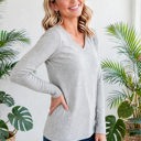 COTTON V-Neck Long Sleeve Top | S-XL