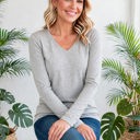  COTTON V-Neck Long Sleeve Top | S-XL