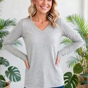  COTTON V-Neck Long Sleeve Top | S-XL