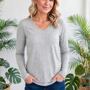  COTTON V-Neck Long Sleeve Top | S-XL