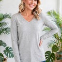  COTTON V-Neck Long Sleeve Top | S-XL