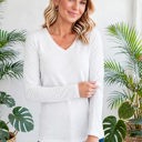  COTTON V-Neck Long Sleeve Top | S-XL