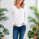  COTTON V-Neck Long Sleeve Top | S-XL