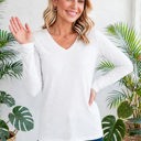  COTTON V-Neck Long Sleeve Top | S-XL