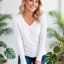  COTTON V-Neck Long Sleeve Top | S-XL