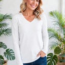 COTTON V-Neck Long Sleeve Top | S-XL