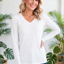  COTTON V-Neck Long Sleeve Top | S-XL