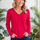  COTTON V-Neck Long Sleeve Top | S-XL