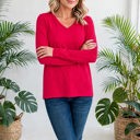  COTTON V-Neck Long Sleeve Top | S-XL
