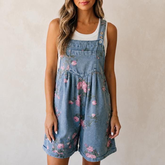 Daisy Drift Denim Shortalls | S-XL