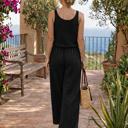  Crinkle Texture Tank Top and Pocketed Pants Set - S-XL