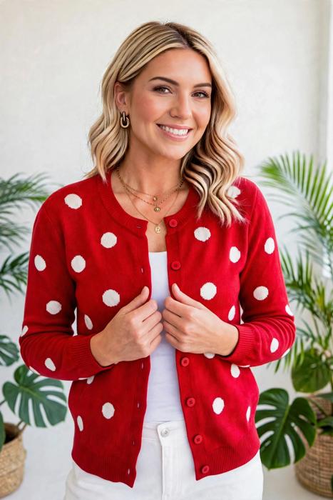 Dotline Drape Button-Front Cardigan | S-XL
