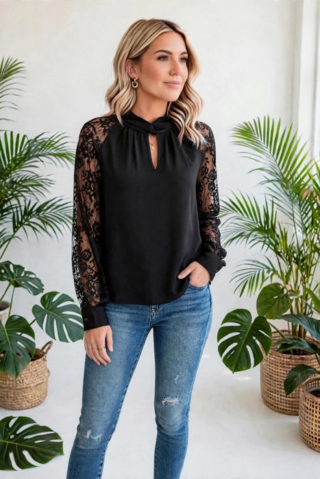 Dreamy Floral Lace Sleeve Blouse | S-XL