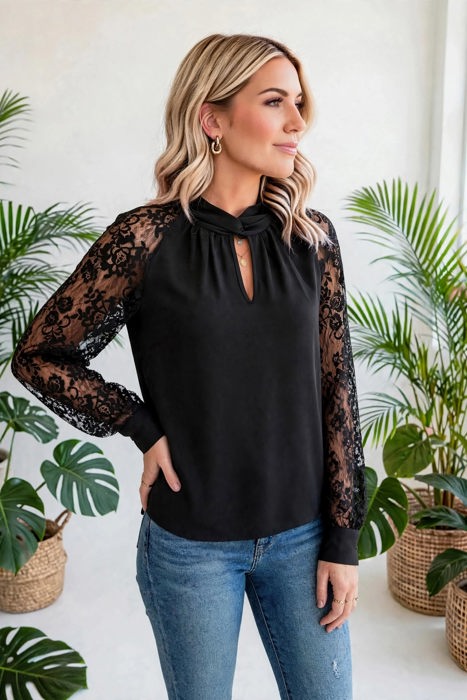 Dreamy Floral Lace Sleeve Blouse | S-XL