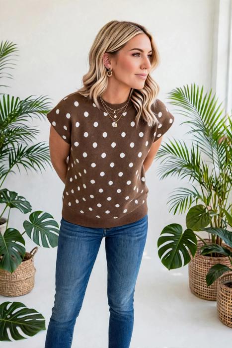 Polka Pop Dolman Round Neck Sweater | S-XL