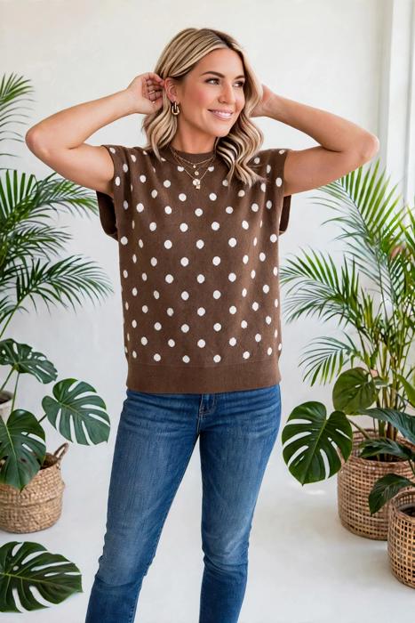 Polka Pop Dolman Round Neck Sweater | S-XL