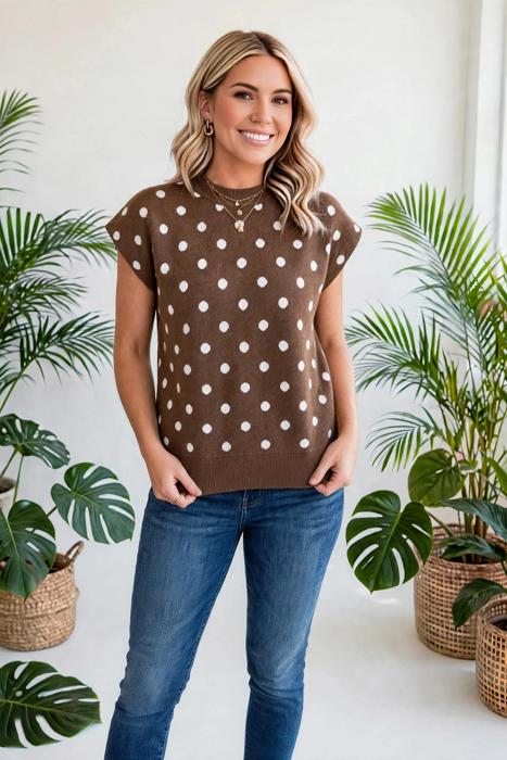 Polka Pop Dolman Round Neck Sweater | S-XL