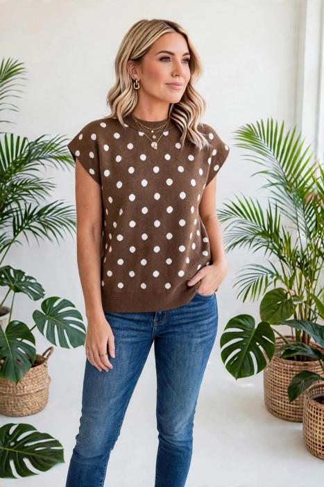 Polka Pop Dolman Round Neck Sweater | S-XL