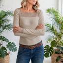  Lace Charm Ribbed Long Sleeve Top | S-XL