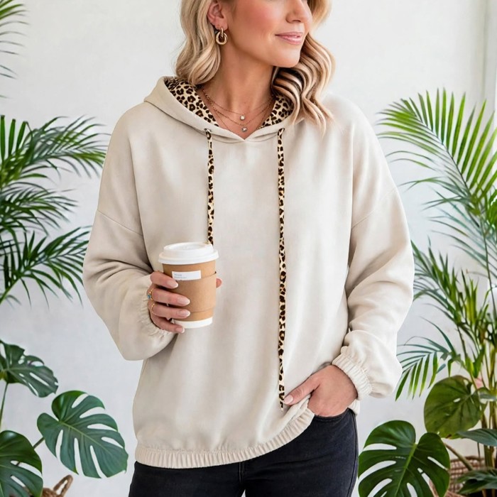 Noir Leopard Luxe Drawstring Hoodie | S-XL