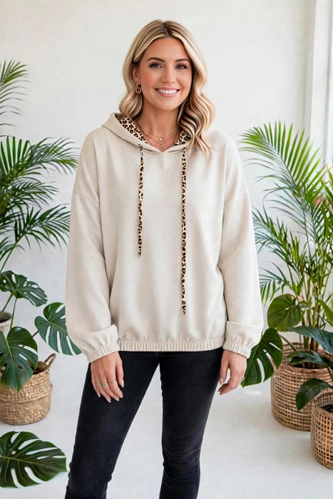 Noir Leopard Luxe Drawstring Hoodie | S-XL