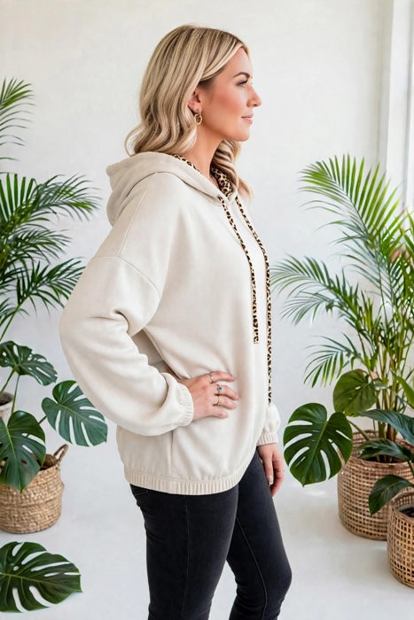 Noir Leopard Luxe Drawstring Hoodie | S-XL