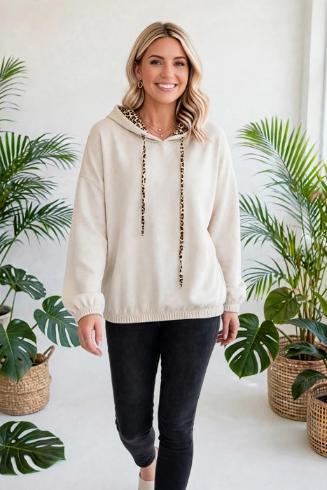 Noir Leopard Luxe Drawstring Hoodie | S-XL