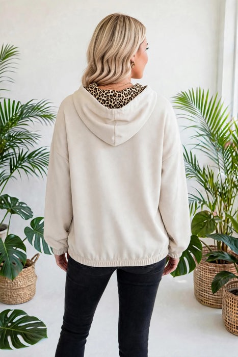 Noir Leopard Luxe Drawstring Hoodie | S-XL
