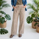  Gingham Plaid Tie-Waist Pants | S-XL