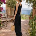  Crinkle Texture Tank Top and Pocketed Pants Set - S-XL