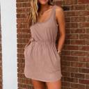  Mineral Wash Sleeveless Elastic Waist Mini Dress | S-XL