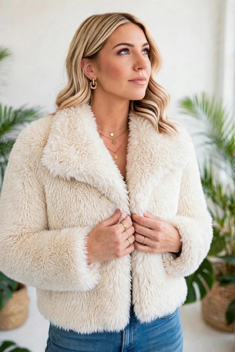 Luxe Faux Fur Coat With Pockets