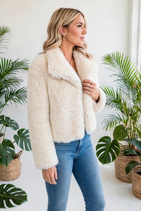 Luxe Faux Fur Coat With Pockets